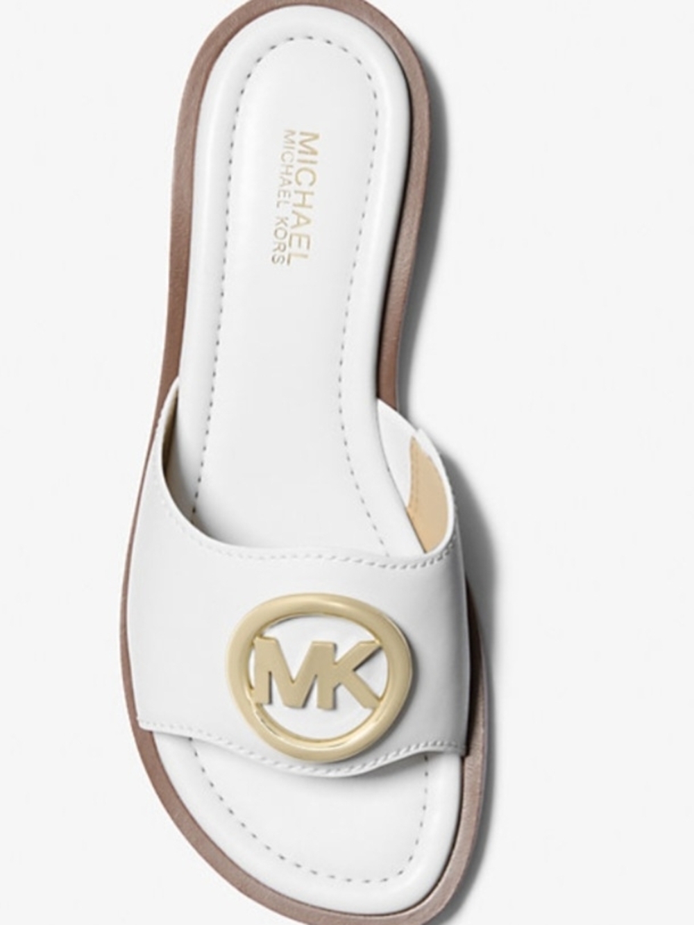 MICHAEL KORS White MK Logo Slide Sandal